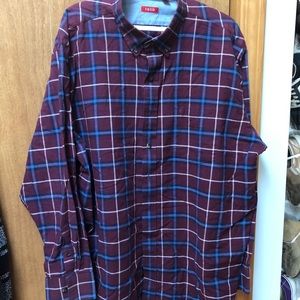 Izod button down maroon plaid shirt, sz XXL